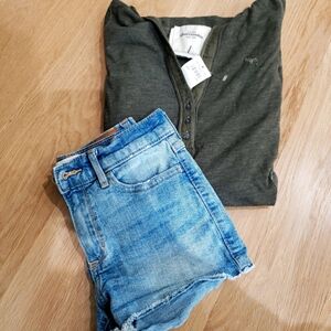 Abercrombie Kids Jean Shorts &‎ Hooded Henley Top